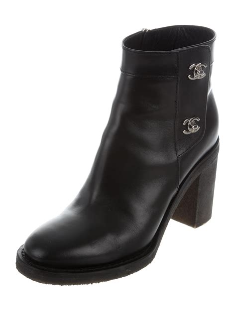 chanel leather ankle boots